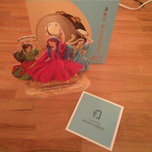 Art display of Miriams and women dancing with round accent cloth from Israel NEW